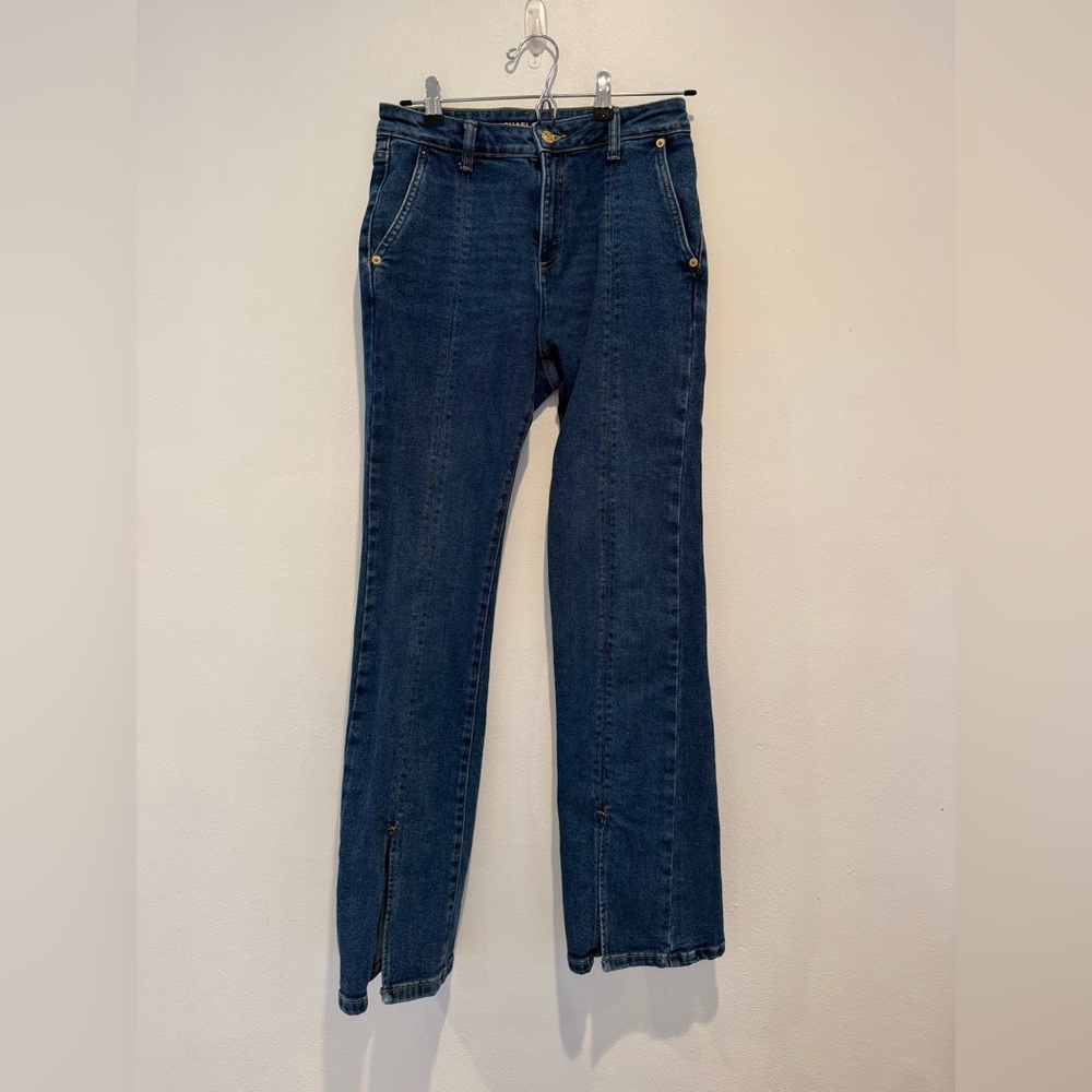 Michael Kors Front Slit Hem Straight Flare Denim Jeans Size Small
